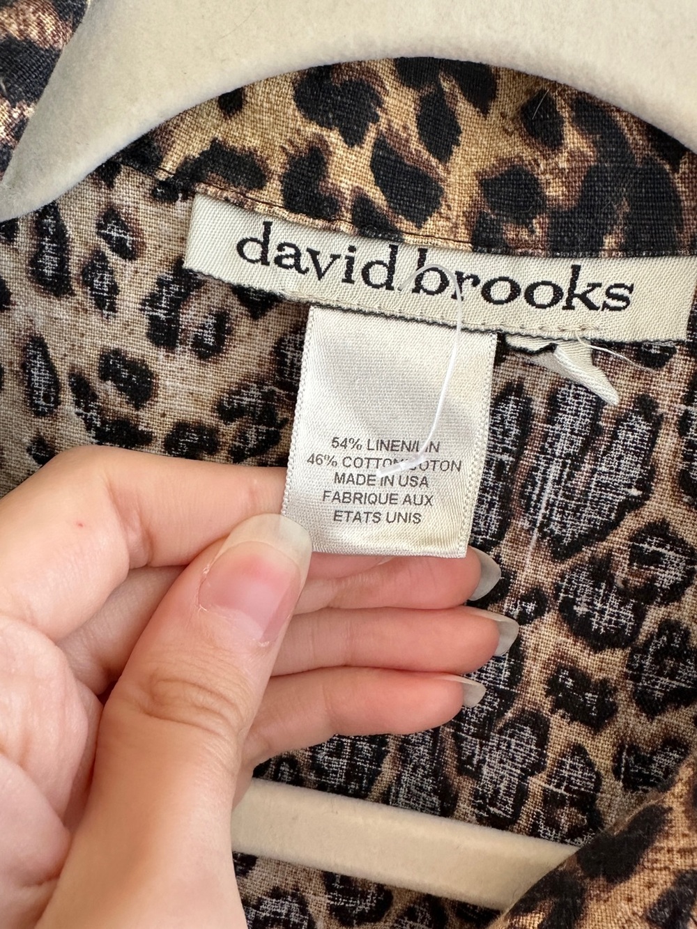 David Brooks Women’s Linen-Cotton Blend Cheetah Print Button Down Shirt, Size 4 - Picture 9 of 16